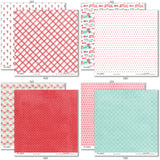 Be My Valentine Paper & Sticker Kit, paper & sticker kit paper patterns 31 through 38 preview, showing 12x12 scrapbook paper and coordinating stickers for scrapbook layouts, photo albums, memory keeping, cards, and paper crafts. Buyer theme: Valentine's Day Scrapbook Paper & Sticker Kit. Be My Valentine Paper & Sticker Kit with hearts, mailboxes, envelopes, balloons, teddy bears, bees, floral bouquets, gifts, candy jars, gumball machines and red, pink, aqua and teal Valentine patterns