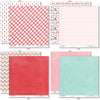 Be My Valentine Paper & Sticker Kit, paper & sticker kit paper patterns 31 through 38 preview, showing 12x12 scrapbook paper and coordinating stickers for scrapbook layouts, photo albums, memory keeping, cards, and paper crafts. Buyer theme: Valentine's Day Scrapbook Paper & Sticker Kit. Be My Valentine Paper & Sticker Kit with hearts, mailboxes, envelopes, balloons, teddy bears, bees, floral bouquets, gifts, candy jars, gumball machines and red, pink, aqua and teal Valentine patterns