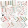 Best Wishes Paper & Sticker Kit, main product image, showing 12x12 scrapbook paper and coordinating stickers for scrapbook layouts, photo albums, memory keeping, cards, and paper crafts. Buyer theme: Friendship & Celebration Scrapbook Paper & Sticker Kit. 12x12 floral paper and sticker kit. Visible artwork includes watercolor roses, ribbon bows, wildflowers, leafy sprigs. Coordinating patterns include gingham, plaid, polka dots. Color palette includes Powder Aqua, Seafoam, Soft Teal