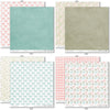 Best Wishes Paper & Sticker Kit, paper & sticker kit paper patterns 15 through 22 preview, showing 12x12 scrapbook paper and coordinating stickers for scrapbook layouts, photo albums, memory keeping, cards, and paper crafts. Buyer theme: Friendship & Celebration Scrapbook Paper & Sticker Kit. 12x12 floral paper and sticker kit. Visible artwork includes leafy sprigs, floral banners, sentiment labels, watercolor roses. Coordinating patterns include floral toss, botanical print, diamond lattice