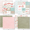 Best Wishes Paper & Sticker Kit, paper & sticker kit paper patterns 7 through 14 preview, showing 12x12 scrapbook paper and coordinating stickers for scrapbook layouts, photo albums, memory keeping, cards, and paper crafts. Buyer theme: Friendship & Celebration Scrapbook Paper & Sticker Kit. 12x12 floral paper and sticker kit. Visible artwork includes wildflowers, leafy sprigs, floral banners, sentiment labels. Coordinating patterns include polka dots, floral toss, botanical print