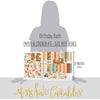 Birthday Bash Paper & Sticker Kit, size guide image, showing 12x12 scrapbook paper and coordinating stickers for scrapbook layouts, photo albums, memory keeping, cards, and paper crafts. Buyer theme: Birthday Party 12x12 Scrapbook Paper & Sticker Kit. Birthday Bash Paper & Sticker Kit with colorful birthday papers, party icon artwork, journaling elements and coordinating stickers. Visible artwork includes Birthday candles, Party hats and pinata, Pennant banners, Curly streamers and confetti