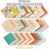 Birthday Bash Paper & Sticker Kit, paper and sticker kit spread out image, showing 12x12 scrapbook paper and coordinating stickers for scrapbook layouts, photo albums, memory keeping, cards, and paper crafts. Buyer theme: Birthday Party 12x12 Scrapbook Paper & Sticker Kit. Birthday Bash Paper & Sticker Kit with colorful birthday papers, party icon artwork, journaling elements and coordinating stickers. Coordinating patterns include Balloon toss patterns, Cake and cupcake toss, Candle rows