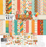 Birthday Bash Paper & Sticker Kit, high resolution cover image, showing 12x12 scrapbook paper and coordinating stickers for scrapbook layouts, photo albums, memory keeping, cards, and paper crafts. Buyer theme: Birthday Party 12x12 Scrapbook Paper & Sticker Kit. Birthday Bash Paper & Sticker Kit with colorful birthday papers, party icon artwork, journaling elements and coordinating stickers. Coordinating patterns include Birthday plaid and gingham, Colorful party dots, Star textures