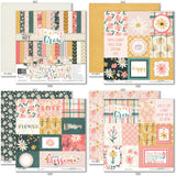 Bloom and Grow Paper & Sticker Kit, 12x12 paper designs cover to 6 preview, showing 12x12 scrapbook paper and coordinating stickers for scrapbook layouts, photo albums, memory keeping, cards, and paper crafts. Buyer theme: Spring Flower Scrapbook Paper & Sticker Kit. Bloom and Grow 12x12 Paper & Sticker Kit with 39 spring floral paper designs, 3x4 and 4x4 element sheets and a coordinating flower sticker sheet