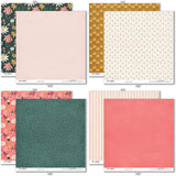 Bloom and Grow Paper & Sticker Kit, paper & sticker kit paper patterns 15 through 22 preview, showing 12x12 scrapbook paper and coordinating stickers for scrapbook layouts, photo albums, memory keeping, cards, and paper crafts. Buyer theme: Spring Flower Scrapbook Paper & Sticker Kit. Bloom and Grow 12x12 Paper & Sticker Kit with 39 spring floral paper designs, 3x4 and 4x4 element sheets and a coordinating flower sticker sheet