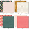 Bloom and Grow Paper & Sticker Kit, paper & sticker kit paper patterns 15 through 22 preview, showing 12x12 scrapbook paper and coordinating stickers for scrapbook layouts, photo albums, memory keeping, cards, and paper crafts. Buyer theme: Spring Flower Scrapbook Paper & Sticker Kit. Bloom and Grow 12x12 Paper & Sticker Kit with 39 spring floral paper designs, 3x4 and 4x4 element sheets and a coordinating flower sticker sheet