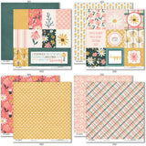 Bloom and Grow Paper & Sticker Kit, paper & sticker kit paper patterns 7 through 14 preview, showing 12x12 scrapbook paper and coordinating stickers for scrapbook layouts, photo albums, memory keeping, cards, and paper crafts. Buyer theme: Spring Flower Scrapbook Paper & Sticker Kit. Bloom and Grow 12x12 Paper & Sticker Kit with 39 spring floral paper designs, 3x4 and 4x4 element sheets and a coordinating flower sticker sheet