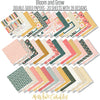 Bloom and Grow Paper & Sticker Kit, paper and sticker kit spread out image, showing 12x12 scrapbook paper and coordinating stickers for scrapbook layouts, photo albums, memory keeping, cards, and paper crafts. Buyer theme: Spring Flower Scrapbook Paper & Sticker Kit. Bloom and Grow 12x12 Paper & Sticker Kit with 39 spring floral paper designs, 3x4 and 4x4 element sheets and a coordinating flower sticker sheet