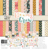 Bloom and Grow Paper & Sticker Kit, high resolution cover image, showing 12x12 scrapbook paper and coordinating stickers for scrapbook layouts, photo albums, memory keeping, cards, and paper crafts. Buyer theme: Spring Flower Scrapbook Paper & Sticker Kit. Bloom and Grow 12x12 Paper & Sticker Kit with 39 spring floral paper designs, 3x4 and 4x4 element sheets and a coordinating flower sticker sheet