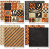 Boo Paper & Sticker Kit, paper & sticker kit paper patterns 7 through 14 preview, showing 12x12 scrapbook paper and coordinating stickers for scrapbook layouts, photo albums, memory keeping, cards, and paper crafts. Buyer theme: Vintage Halloween Scrapbook Paper Kit 12x12. 12x12 Boo Paper & Sticker Kit with vintage Halloween patterned papers, October element cards and coordinating retro spooky stickers