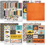 Chills and Thrills Basic monthly box. Paper & Sticker Kit cover and first paper designs from the candy-bright Halloween collection.