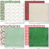 Christmas Joy Paper & Sticker Kit, paper & sticker kit paper patterns 15 through 22 preview, showing 12x12 scrapbook paper and coordinating stickers for scrapbook layouts, photo albums, memory keeping, cards, and paper crafts. Buyer theme: Christmas Scrapbook Paper & Sticker Kit for Memories. Christmas Joy Paper & Sticker Kit with Santa, snowmen, gingerbread, reindeer, candy canes, stockings, poinsettias, holly, snowflakes, Christmas trees and classic red-and-green holiday patterns