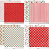Christmas Joy Paper & Sticker Kit, paper & sticker kit paper patterns 23 through 30 preview, showing 12x12 scrapbook paper and coordinating stickers for scrapbook layouts, photo albums, memory keeping, cards, and paper crafts. Buyer theme: Christmas Scrapbook Paper & Sticker Kit for Memories. Christmas Joy Paper & Sticker Kit with Santa, snowmen, gingerbread, reindeer, candy canes, stockings, poinsettias, holly, snowflakes, Christmas trees and classic red-and-green holiday patterns