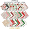 Christmas Joy Paper & Sticker Kit, paper and sticker kit spread out image, showing 12x12 scrapbook paper and coordinating stickers for scrapbook layouts, photo albums, memory keeping, cards, and paper crafts. Buyer theme: Christmas Scrapbook Paper & Sticker Kit for Memories. Christmas Joy Paper & Sticker Kit with Santa, snowmen, gingerbread, reindeer, candy canes, stockings, poinsettias, holly, snowflakes, Christmas trees and classic red-and-green holiday patterns
