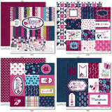 Everyday Moments Paper & Sticker Kit, 12x12 paper designs cover to 6 preview, showing 12x12 scrapbook paper and coordinating stickers for scrapbook layouts, photo albums, memory keeping, cards, and paper crafts. Buyer theme: Family & Everyday Scrapbook Paper & Sticker Kit. Everyday Moments Paper & Sticker Kit with floral family and friendship papers, journaling cards, meaningful memory phrases and coordinating stickers