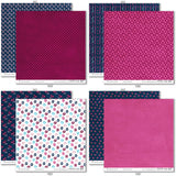 Everyday Moments Paper & Sticker Kit, paper & sticker kit paper patterns 23 through 30 preview, showing 12x12 scrapbook paper and coordinating stickers for scrapbook layouts, photo albums, memory keeping, cards, and paper crafts. Buyer theme: Family & Everyday Scrapbook Paper & Sticker Kit. Everyday Moments Paper & Sticker Kit with floral family and friendship papers, journaling cards, meaningful memory phrases and coordinating stickers
