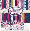 Everyday Moments Paper & Sticker Kit, high resolution cover image, showing 12x12 scrapbook paper and coordinating stickers for scrapbook layouts, photo albums, memory keeping, cards, and paper crafts. Buyer theme: Family & Everyday Scrapbook Paper & Sticker Kit. Everyday Moments Paper & Sticker Kit with floral family and friendship papers, journaling cards, meaningful memory phrases and coordinating stickers. Coordinating patterns include Polka dots, Diagonal pinstripes, Plaids and tartans