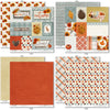 Fall Fun Paper & Sticker Kit, paper & sticker kit paper patterns 7 through 14 preview, showing 12x12 scrapbook paper and coordinating stickers for scrapbook layouts, photo albums, memory keeping, cards, and paper crafts. Buyer theme: Fall & Autumn 12x12 Scrapbook Paper & Sticker Kit. Fall Fun Paper & Sticker Kit with pumpkins, sunflowers, leaves, pinecones, grateful titles, journaling cards and coordinating autumn patterns