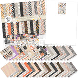 Fright Night Paper & Sticker Kit, main product image, showing 12x12 scrapbook paper and coordinating stickers for scrapbook layouts, photo albums, memory keeping, cards, and paper crafts. Buyer theme: Cute Halloween 12x12 Scrapbook Paper & Sticker Kit. 12x12 Fright Night Paper & Sticker Kit with 39 cute Halloween paper designs, 3x4 and 4x4 element sheets and a coordinating spooky-cute sticker sheet