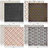 Fright Night Paper & Sticker Kit, paper & sticker kit paper patterns 31 through 38 preview, showing 12x12 scrapbook paper and coordinating stickers for scrapbook layouts, photo albums, memory keeping, cards, and paper crafts. Buyer theme: Cute Halloween 12x12 Scrapbook Paper & Sticker Kit. 12x12 Fright Night Paper & Sticker Kit with 39 cute Halloween paper designs, 3x4 and 4x4 element sheets and a coordinating spooky-cute sticker sheet