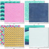 Fun in the Sun Paper & Sticker Kit, paper & sticker kit paper patterns 23 through 30 preview, showing 12x12 scrapbook paper and coordinating stickers for scrapbook layouts, photo albums, memory keeping, cards, and paper crafts. Buyer theme: Tropical Vacation Scrapbook Paper & Sticker Kit. Fun in the Sun Paper & Sticker Kit with tropical flowers, palms, dolphins, sea turtles, flamingos, birds, starfish, beach titles and bright coordinating patterns