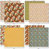 Give Thanks Bundle, bundle paper patterns 15 through 22 preview, showing complete coordinated paper craft set with 12x12 papers, 6x6 papers, cardstock, die cuts, and stickers for layouts, cards, albums, journals, and keepsakes. Buyer theme: Complete Thanksgiving Scrapbook Bundle. Give Thanks complete Thanksgiving scrapbook bundle with 12x12 paper, 6x6 paper, coordinating cardstock, die cuts and stickers