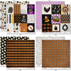 Happy Halloween Bundle, bundle paper patterns 7 through 14 preview, showing complete coordinated paper craft set with 12x12 papers, 6x6 papers, cardstock, die cuts, and stickers for layouts, cards, albums, journals, and keepsakes. Buyer theme: Complete Vintage Halloween Scrapbook Bundle. Happy Halloween complete scrapbook bundle with 12x12 paper, 6x6 paper, coordinating cardstock, stickers and die cuts