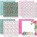 Happy Valentines Day Paper & Sticker Kit, paper & sticker kit paper patterns 15 through 22 preview, showing 12x12 scrapbook paper and coordinating stickers for scrapbook layouts, photo albums, memory keeping, cards, and paper crafts. Buyer theme: Valentine 12x12 Scrapbook Paper & Stickers. 12x12 Happy Valentines Day Paper & Sticker Kit with romantic patterned papers, element cards and coordinating Valentine stickers