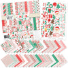 Holiday Cheer Paper & Sticker Kit, main product image, showing 12x12 scrapbook paper and coordinating stickers for scrapbook layouts, photo albums, memory keeping, cards, and paper crafts. Buyer theme: Christmas Scrapbook Paper & Sticker Kit for Memories. Holiday Cheer Paper & Sticker Kit with Santa, gingerbread, candy canes, stockings, ornaments, presents, wreaths, cocoa, snowflakes and festive Christmas patterns