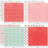 Holiday Cheer Paper & Sticker Kit, paper & sticker kit paper patterns 15 through 22 preview, showing 12x12 scrapbook paper and coordinating stickers for scrapbook layouts, photo albums, memory keeping, cards, and paper crafts. Buyer theme: Christmas Scrapbook Paper & Sticker Kit for Memories. Holiday Cheer Paper & Sticker Kit with Santa, gingerbread, candy canes, stockings, ornaments, presents, wreaths, cocoa, snowflakes and festive Christmas patterns
