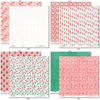 Holiday Cheer Paper & Sticker Kit, paper & sticker kit paper patterns 23 through 30 preview, showing 12x12 scrapbook paper and coordinating stickers for scrapbook layouts, photo albums, memory keeping, cards, and paper crafts. Buyer theme: Christmas Scrapbook Paper & Sticker Kit for Memories. Holiday Cheer Paper & Sticker Kit with Santa, gingerbread, candy canes, stockings, ornaments, presents, wreaths, cocoa, snowflakes and festive Christmas patterns