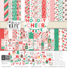 Holiday Cheer Paper & Sticker Kit, high resolution cover image, showing 12x12 scrapbook paper and coordinating stickers for scrapbook layouts, photo albums, memory keeping, cards, and paper crafts. Buyer theme: Christmas Scrapbook Paper & Sticker Kit for Memories. Holiday Cheer Paper & Sticker Kit with Santa, gingerbread, candy canes, stockings, ornaments, presents, wreaths, cocoa, snowflakes and festive Christmas patterns