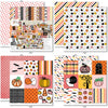 It's Spooky Season Collection, 12x12 paper designs cover to 6 preview, showing coordinated Paper & Sticker Kit, full-size Die Cuts, and Sticker Sheet for scrapbook layouts, memory albums, cards, journals, and keepsakes. Buyer theme: Coordinated Halloween Scrapbook Collection. It's Spooky Season scrapbook collection with 12x12 Double-Sided Paper, Die Cuts and one coordinating Sticker Sheet