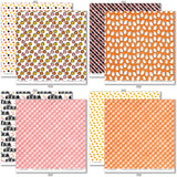 It's Spooky Season Bundle, bundle paper patterns 15 through 22 preview, showing complete coordinated paper craft set with 12x12 papers, 6x6 papers, cardstock, die cuts, and stickers for layouts, cards, albums, journals, and keepsakes. Buyer theme: Complete Halloween Scrapbook Craft Bundle. It's Spooky Season complete scrapbook bundle with 12x12 Double-Sided Paper, 6x6 Double-Sided Paper, Linen Printed Smooth Cardstock, Die Cuts and one Sticker Sheet