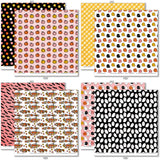It's Spooky Season Bundle, bundle paper patterns 23 through 30 preview, showing complete coordinated paper craft set with 12x12 papers, 6x6 papers, cardstock, die cuts, and stickers for layouts, cards, albums, journals, and keepsakes. Buyer theme: Complete Halloween Scrapbook Craft Bundle. It's Spooky Season complete scrapbook bundle with 12x12 Double-Sided Paper, 6x6 Double-Sided Paper, Linen Printed Smooth Cardstock, Die Cuts and one Sticker Sheet