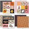 It's Spooky Season Bundle, bundle paper patterns 7 through 14 preview, showing complete coordinated paper craft set with 12x12 papers, 6x6 papers, cardstock, die cuts, and stickers for layouts, cards, albums, journals, and keepsakes. Buyer theme: Complete Halloween Scrapbook Craft Bundle. It's Spooky Season complete scrapbook bundle with 12x12 Double-Sided Paper, 6x6 Double-Sided Paper, Linen Printed Smooth Cardstock, Die Cuts and one Sticker Sheet