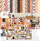 It's Spooky Season Paper & Sticker Kit, high resolution cover image, showing 12x12 scrapbook paper and coordinating stickers for scrapbook layouts, photo albums, memory keeping, cards, and paper crafts. Buyer theme: Halloween Scrapbook Paper & Sticker Kit 12x12. 12x12 It's Spooky Season Paper & Sticker Kit with 39 cute Halloween paper designs, 4x4 and 4x6 element sheets and a coordinating sticker sheet