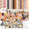 It's Spooky Season Paper & Sticker Kit, high resolution cover image, showing 12x12 scrapbook paper and coordinating stickers for scrapbook layouts, photo albums, memory keeping, cards, and paper crafts. Buyer theme: Halloween Scrapbook Paper & Sticker Kit 12x12. 12x12 It's Spooky Season Paper & Sticker Kit with 39 cute Halloween paper designs, 4x4 and 4x6 element sheets and a coordinating sticker sheet