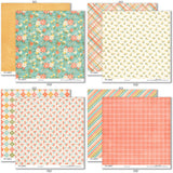 Life is Good Paper & Sticker Kit, paper & sticker kit paper patterns 15 through 22 preview, showing 12x12 scrapbook paper and coordinating stickers for scrapbook layouts, photo albums, memory keeping, cards, and paper crafts. Buyer theme: Everyday Memories Scrapbook Paper & Sticker Kit. Life is Good Paper & Sticker Kit with cheerful florals, mushrooms, cherries, rainbows, clouds, suns, hearts, positive words and coordinated pastel patterns