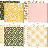 Love Lives Here Paper & Sticker Kit, paper & sticker kit paper patterns 15 through 22 preview, showing 12x12 scrapbook paper and coordinating stickers for scrapbook layouts, photo albums, memory keeping, cards, and paper crafts. Buyer theme: Family & Home Scrapbook Paper & Sticker Kit. Love Lives Here Paper & Sticker Kit with warm florals, rosebuds, leafy sprigs, plaid, gingham, dots, stripes and family-and-home titles for meaningful memory pages