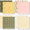Love Lives Here Paper & Sticker Kit, paper & sticker kit paper patterns 15 through 22 preview, showing 12x12 scrapbook paper and coordinating stickers for scrapbook layouts, photo albums, memory keeping, cards, and paper crafts. Buyer theme: Family & Home Scrapbook Paper & Sticker Kit. Love Lives Here Paper & Sticker Kit with warm florals, rosebuds, leafy sprigs, plaid, gingham, dots, stripes and family-and-home titles for meaningful memory pages