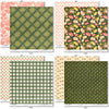 Love Lives Here Paper & Sticker Kit, paper & sticker kit paper patterns 23 through 30 preview, showing 12x12 scrapbook paper and coordinating stickers for scrapbook layouts, photo albums, memory keeping, cards, and paper crafts. Buyer theme: Family & Home Scrapbook Paper & Sticker Kit. Love Lives Here Paper & Sticker Kit with warm florals, rosebuds, leafy sprigs, plaid, gingham, dots, stripes and family-and-home titles for meaningful memory pages
