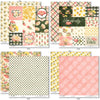Love Lives Here Paper & Sticker Kit, paper & sticker kit paper patterns 7 through 14 preview, showing 12x12 scrapbook paper and coordinating stickers for scrapbook layouts, photo albums, memory keeping, cards, and paper crafts. Buyer theme: Family & Home Scrapbook Paper & Sticker Kit. Love Lives Here Paper & Sticker Kit with warm florals, rosebuds, leafy sprigs, plaid, gingham, dots, stripes and family-and-home titles for meaningful memory pages