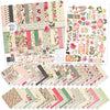 May Flowers Paper & Sticker Kit, main product image, showing 12x12 scrapbook paper and coordinating stickers for scrapbook layouts, photo albums, memory keeping, cards, and paper crafts. Buyer theme: Spring Garden Scrapbook Paper & Sticker Kit. 12x12 May Flowers Paper & Sticker Kit with spring floral patterned papers, garden element cards and coordinating botanical stickers. Color palette includes Rose pink, coral, blush, sage green, mint, yellow, orange, cream and charcoal