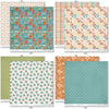 Pumpkin Season Paper & Sticker Kit, paper & sticker kit paper patterns 15 through 22 preview, showing 12x12 scrapbook paper and coordinating stickers for scrapbook layouts, photo albums, memory keeping, cards, and paper crafts. Buyer theme: Fall Scrapbook Paper & Sticker Kit 12x12. 12x12 fall scrapbook paper and sticker kit with pumpkins, cozy icons, harvest colors, and coordinating autumn embellishments. Visible artwork includes cozy sentiments, pumpkins, hot drink mugs, pie slices