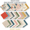 Ready for School Paper & Sticker Kit, paper and sticker kit spread out image, showing 12x12 scrapbook paper and coordinating stickers for family history layouts, genealogy albums, heritage pages, and meaningful memory keeping. Buyer theme: Back to School Scrapbook Paper & Sticker Kit. Ready for School 12x12 Paper & Sticker Kit with double-sided school scrapbook papers, classroom cut-apart elements and coordinating stickers. Color palette includes blush pink, sage green, olive green