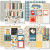 School is Cool Paper & Sticker Kit, 12x12 paper designs cover to 6 preview, showing 12x12 scrapbook paper and coordinating stickers for scrapbook layouts, photo albums, memory keeping, cards, and paper crafts. Buyer theme: Back to School 12x12 Scrapbook Paper & Sticker Kit. School is Cool Paper & Sticker Kit with apples, books, pencils, crayons, rulers, notebooks, backpacks, classroom titles, stars, plaids and graph-paper patterns