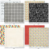 School is Cool Paper & Sticker Kit, paper & sticker kit paper patterns 23 through 30 preview, showing 12x12 scrapbook paper and coordinating stickers for scrapbook layouts, photo albums, memory keeping, cards, and paper crafts. Buyer theme: Back to School 12x12 Scrapbook Paper & Sticker Kit. School is Cool Paper & Sticker Kit with apples, books, pencils, crayons, rulers, notebooks, backpacks, classroom titles, stars, plaids and graph-paper patterns