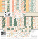 Some Bunny Loves You Paper & Sticker Kit, high resolution cover image, showing 12x12 scrapbook paper and coordinating stickers for scrapbook layouts, photo albums, memory keeping, cards, and paper crafts. Buyer theme: Easter & Spring Scrapbook Paper Kit. Some Bunny Loves You Paper & Sticker Kit with pastel bunnies, eggs, carrots, tulips, florals, plaid, dots and cheerful Easter and spring titles in peach, mint, sage, yellow and cream
